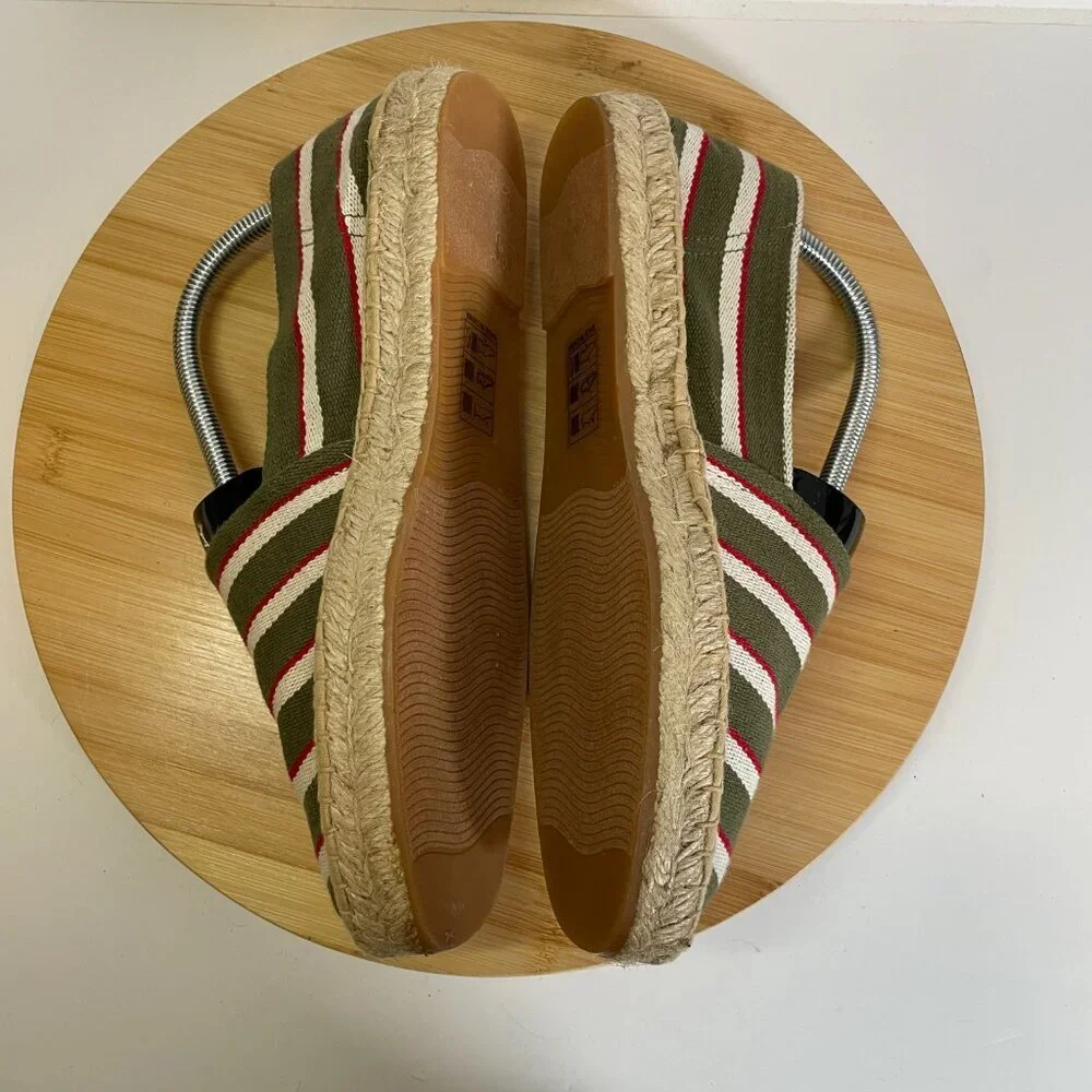 Soludos Women 8 Green White Red Stripe The Original Espadrille Slip On Flat